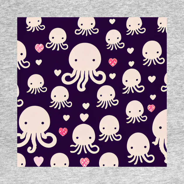 Deep Sea Diving Into Heartfelt Octopi - Super Cute Colorful Cephalopod Pattern by JensenArtCo